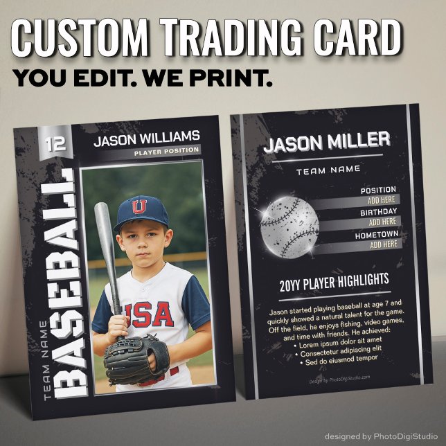 Anpassad basebollkort, Silver Power Player (Custom Baseball Trading Card, Silver Power Player Card)