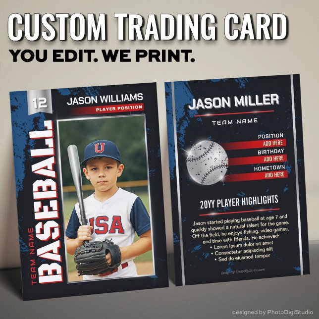 Anpassad basebollkort, USA Power Player (Custom Baseball Trading Card, USA Power Player Card )
