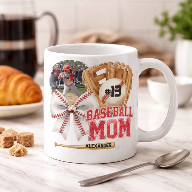 Anpassad basebollmamma-foto namn kaffemugg (Skapare uppladdad)