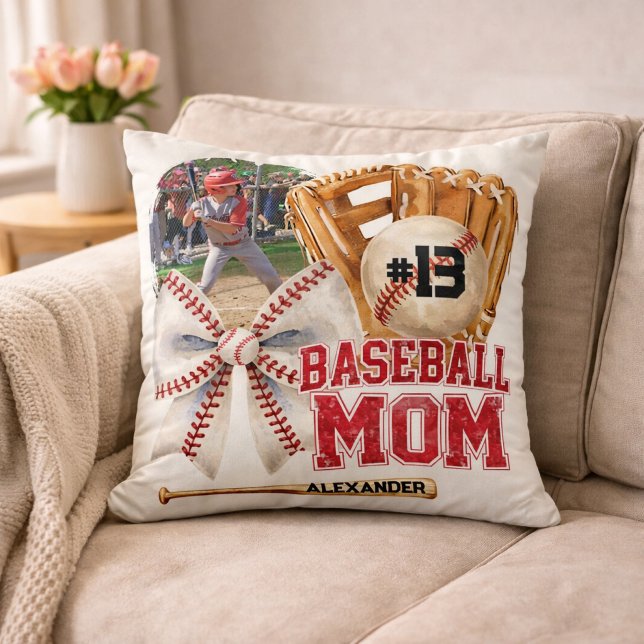 Anpassad basebollmamma fotonamn kudde (Skapare uppladdad)