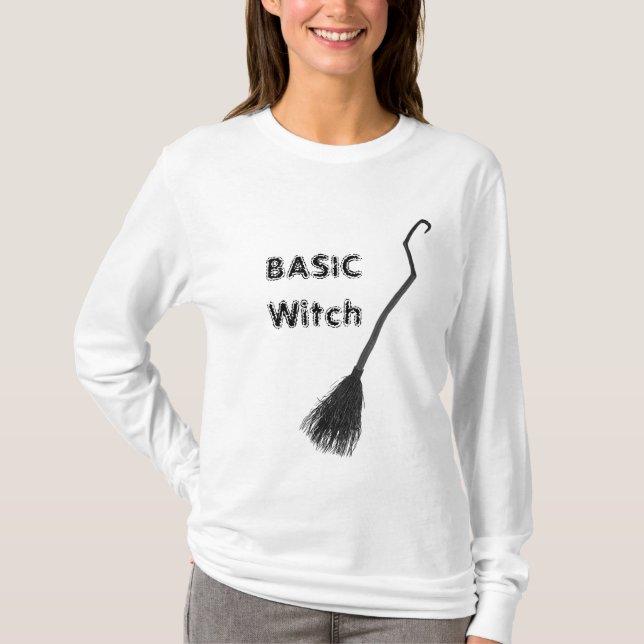 Anpassad BASIC HÄXA Kvast Roliga Kvinnor Långärmad T Shirt (Framsida)