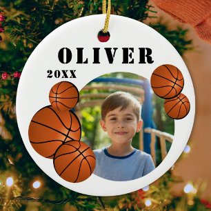 Anpassad basketboll sportfoto julgransprydnad keramik