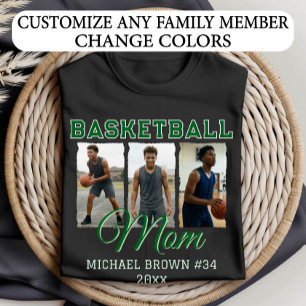 Anpassad Basketmamma 3 Foto Collage Namn Nummer T Shirt