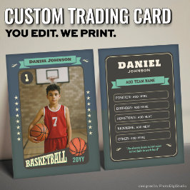 Anpassad basketshandelsplakett, Teal Retro-spelare