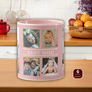 Anpassad bästa Mimi barnbarn 6 foto collage rosa Mugg