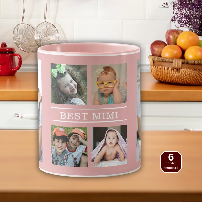 Anpassad bästa Mimi barnbarn 6 foto collage rosa Mugg (Skapare uppladdad)