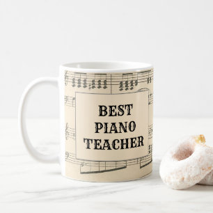 Anpassad Bästa Pianolärare Vintage Notblad Kaffemugg