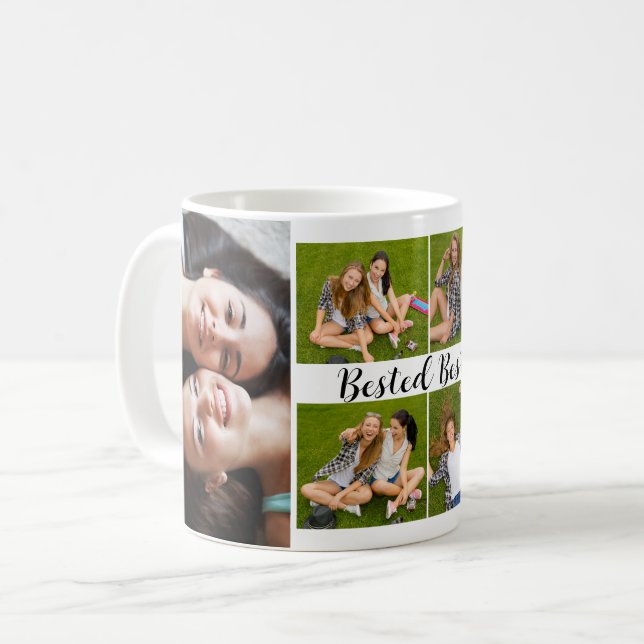 Anpassad bästa vän-fotocollagepersonlig kaffemugg (Framsida vänster)