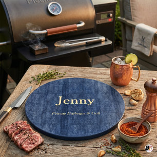 Anpassad BBQ & Grill Personlig Mörkblå Rund