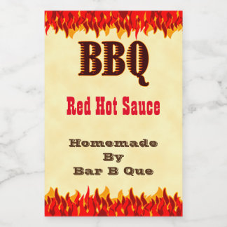 Anpassad BBQ het sauce-etikett 2x3" med röda flamm Vinetikett