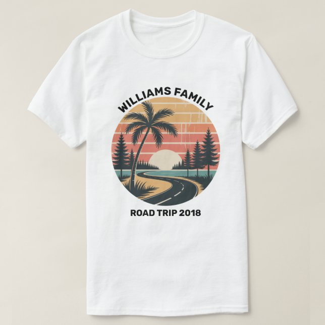 Anpassad Beach Palm Tree Sommar Solnedgång T-Shirt (Design framsida)