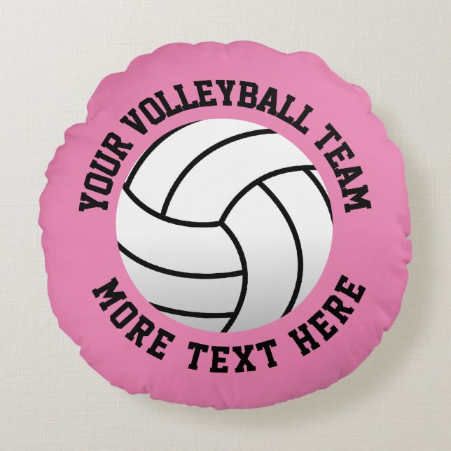 Anpassad beachvolleyboll sport söt rosa rund kudde (Framsidan)