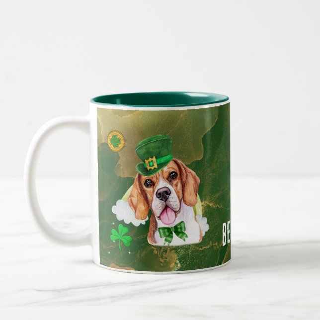 Anpassad Beagle Guld St. Patricks Dag Två-Tonad Mugg (Vänster)