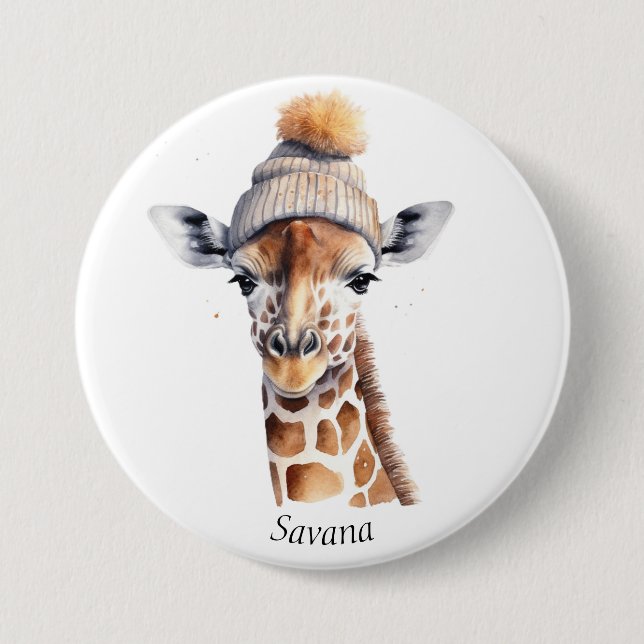Anpassad Beanie Bunch Giraff Vinterhatt Knapp (Framsida)