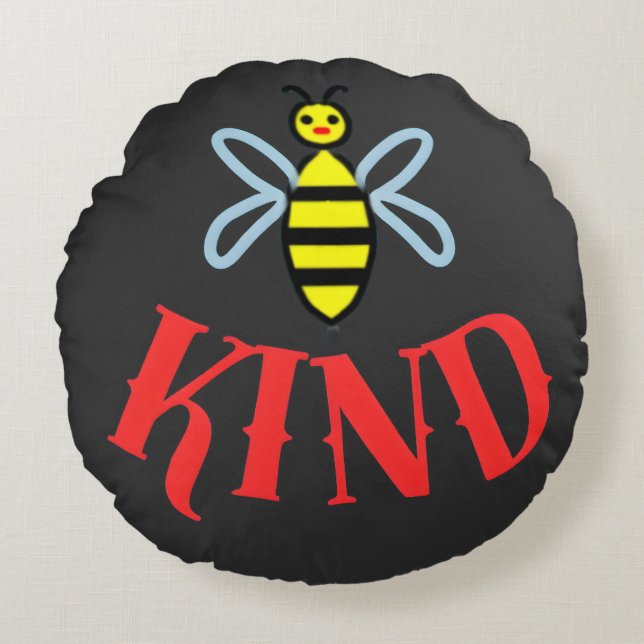 Anpassad Bee Kind Personlig Gåva T-Shirt Rund Kudde (Framsidan)