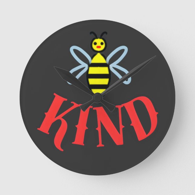 Anpassad Bee Kind Personlig Present T-Shirt Rund Klocka (Framsida)