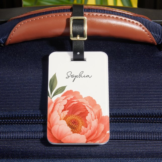 Anpassad Beige Grön Orange Blommig Blomma Semester Bagagebricka (Framsida Insitu 2)