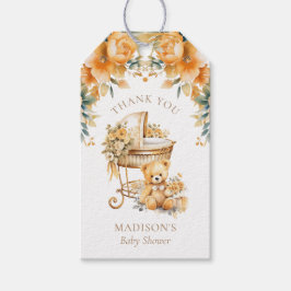 Anpassad Beige & Guld Bassinet Babyfest Presentetikett