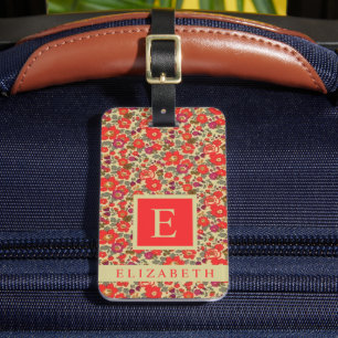 Anpassad Beige Tan Blommigt Red Lila Flower Bagagebricka