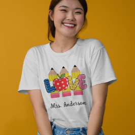 Anpassad benämning Kärlek Pencil Pre-School Teache T Shirt