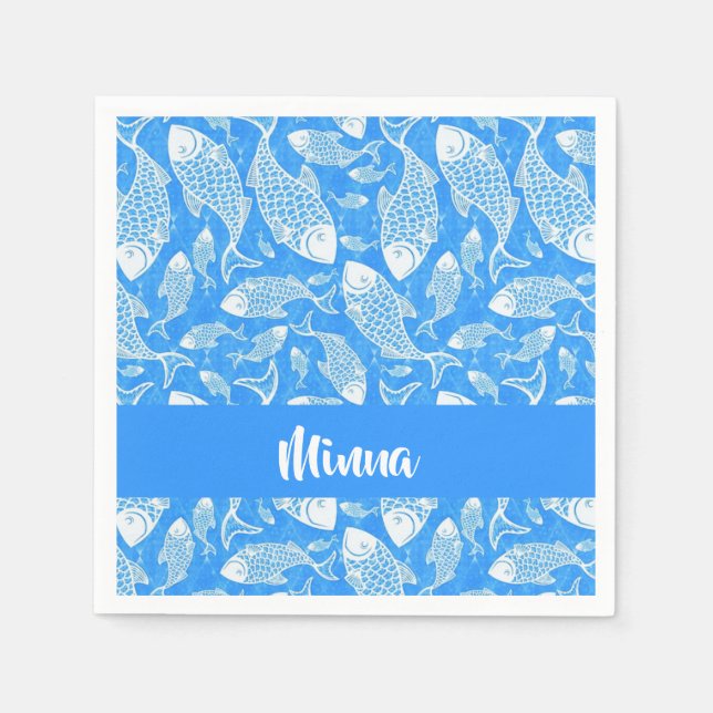 Anpassad benämning på vit fisk pappersservett (Framsidan)