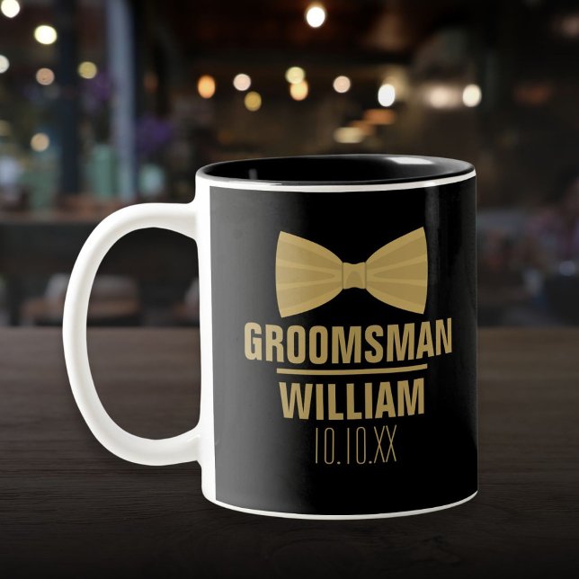 Anpassad Best Man Groomsman Bröllop Två-Tonad Mugg (Custom Best Man Groomsman Wedding Two-Tone Coffee Mug)