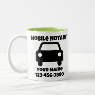 Anpassad bil symbol för mobil notarius publicus Två-Tonad mugg