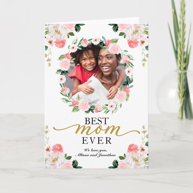 Anpassad bild Bästa mamma någonsin Blommig mors da Kort (Framsida)