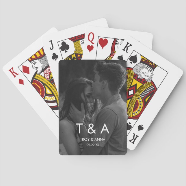 Anpassad bild Foto Modern Bröllop Casinokort (Baksidan)