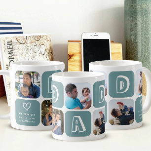 Anpassad bild fotocollage till pappa present grön kaffemugg
