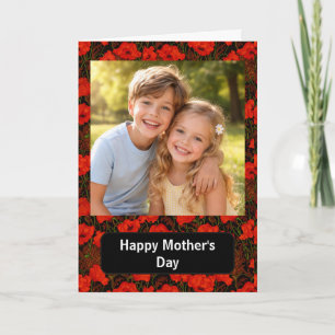 Anpassad bild Glad mors dag blommande vallmo Kort