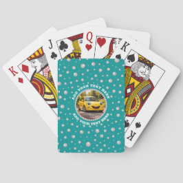 Anpassad bild i pärlcirkel på cyan-grön casinokort