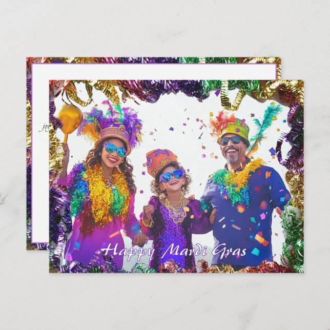 Anpassad bild💚💜💛 Mardi Gras-minnen Vykort (Fram/baksida)