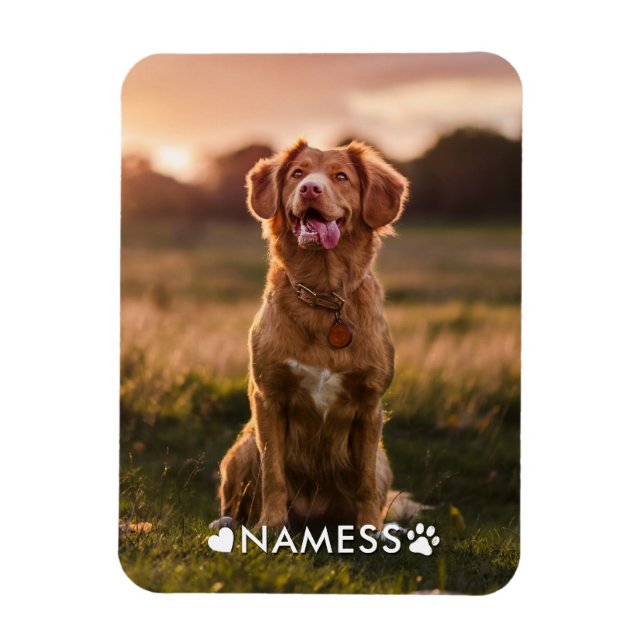 Anpassad bild med din hunds namn magnet (Vertikal)