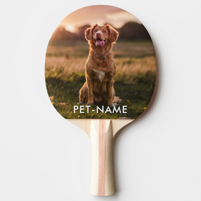 Anpassad bild med din hunds namn pingisracket (Framsidan)