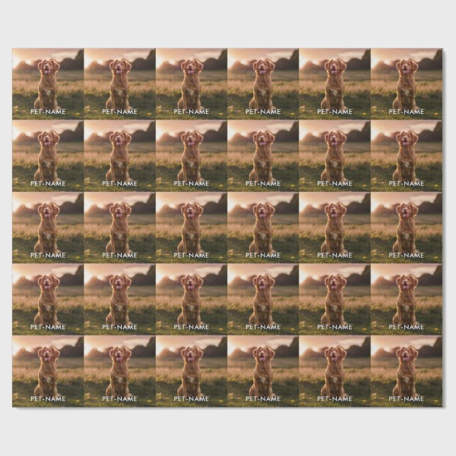 Anpassad bild med din hunds namn presentpapper (Platt)