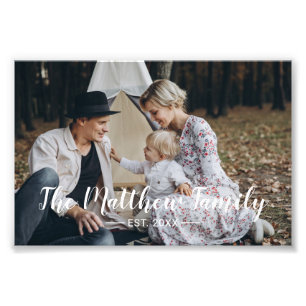 Anpassad bild med familjenamn och etableringsår fototryck