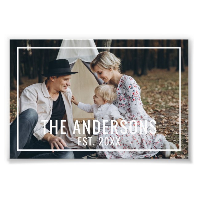 Anpassad bild med familjenamn och etableringsår fototryck (Framsidan)