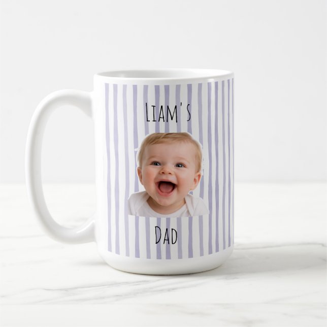 Anpassad bild med lila ränder Mugg till pappa (Vänster)