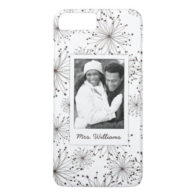 Anpassad bild & namn Retro blomsterbakgrund Case-Mate iPhone Skal (Baksida)