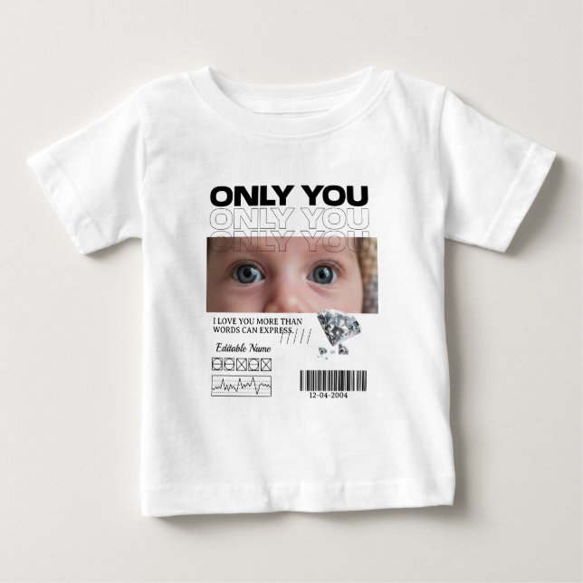 Anpassad Bild, namn & Text | Personlig T Shirt (Framsida)