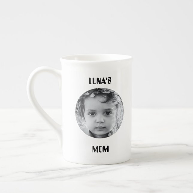 Anpassad bild och namn kaffemugg benporslin mugg (Vänster)