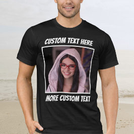Anpassad bild och text eller namn vit kant t shirt