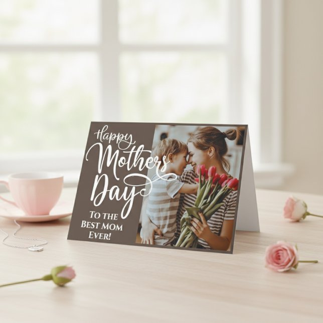 Anpassad bild och text Mors dag Bästa mamma någons Helgkort (Custom Photo & Text Mother's Day Best Mom Ever Holiday Card)
