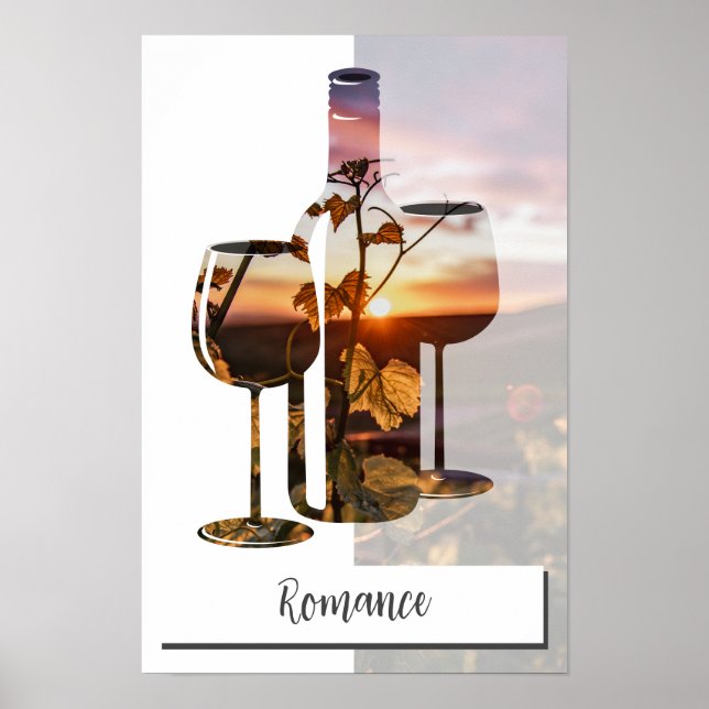 Anpassad bild och text vinflaska och två glas poster (Framsidan)