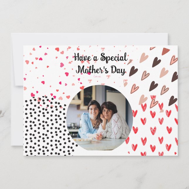 Anpassad bild Rosa Hjärtan Mors Dags Kort (Framsida)