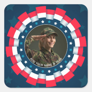 Anpassad bild USA Militär, banderoll kant patrioti Fyrkantigt Klistermärke