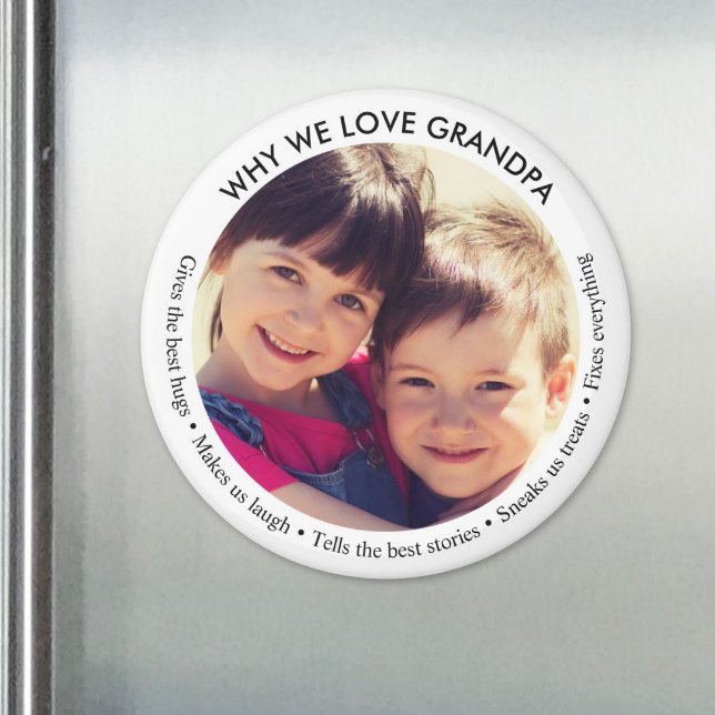 Anpassad bild Varför vi älskar farfar Magnet (Custom Photo Why We Love Grandpa Magnet)
