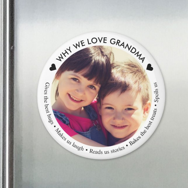 Anpassad bild Varför vi älskar mormor Magnet (Custom Photo Why We Love Grandma Magnet)