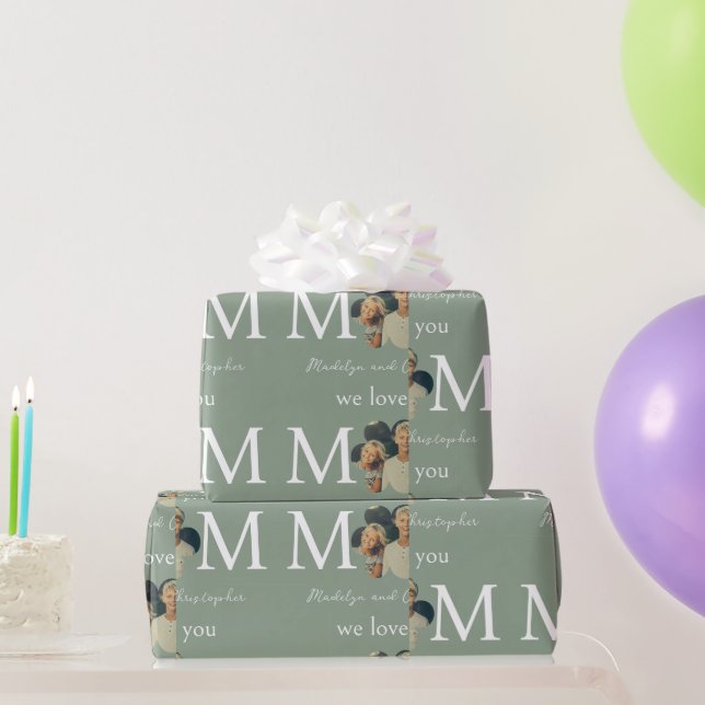 Anpassad bild Vi älskar dig mamma grön mors dag Presentpapper (Festgåvor)